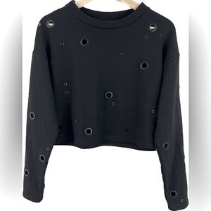 ALO yoga black Cadence crop top sweatshirt